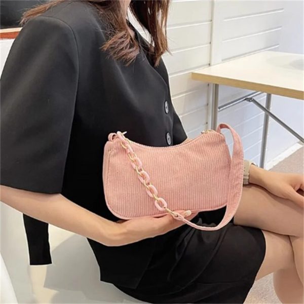 Fashion Vintage Handbags Women Autumn Winter Corduroy Underarm